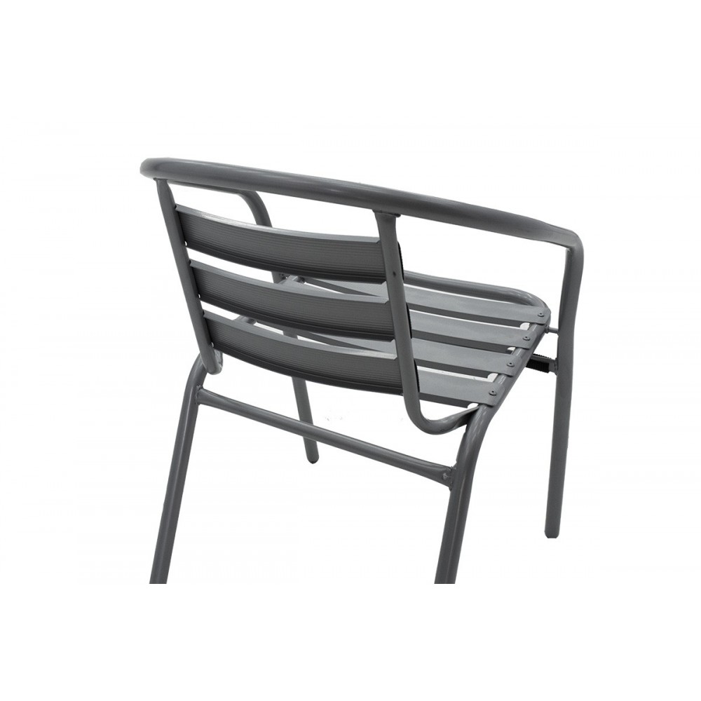 Πολυθρόνα κήπου "TADE" από μέταλλο σε ανθρακί χρώμα 54x58x73
