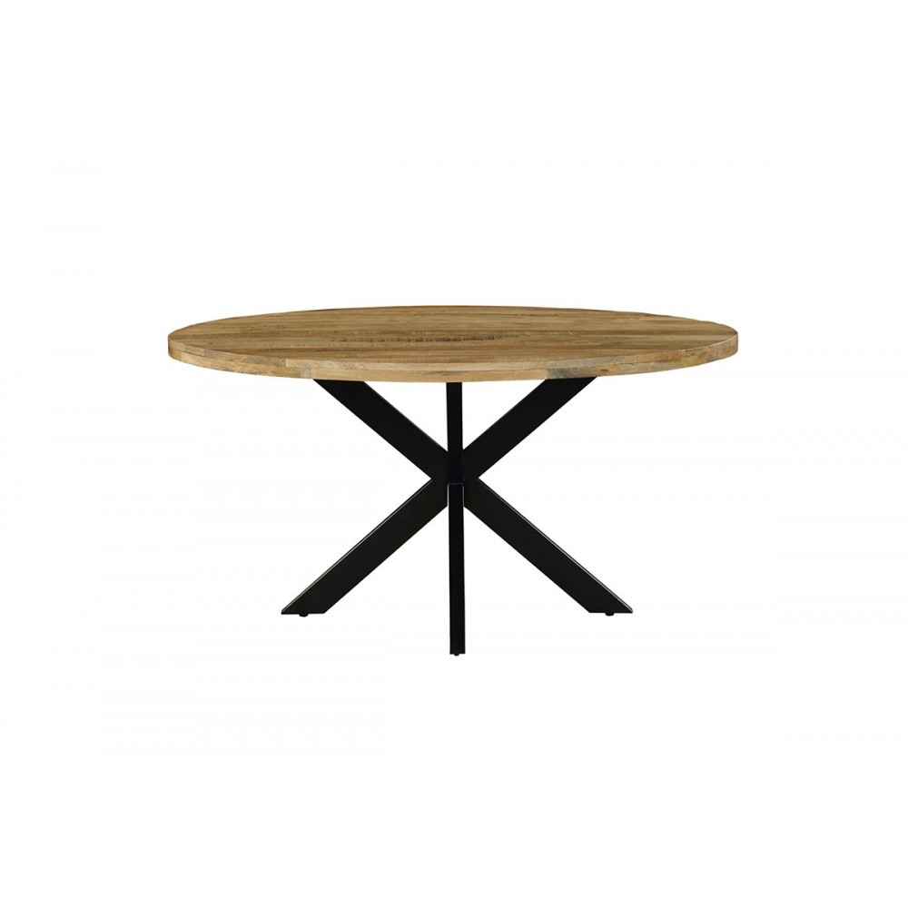 Τραπέζι "ROYALTY" από ξύλο/μέταλλο σε χρώμα καρυδί/μαύρο Φ150x77