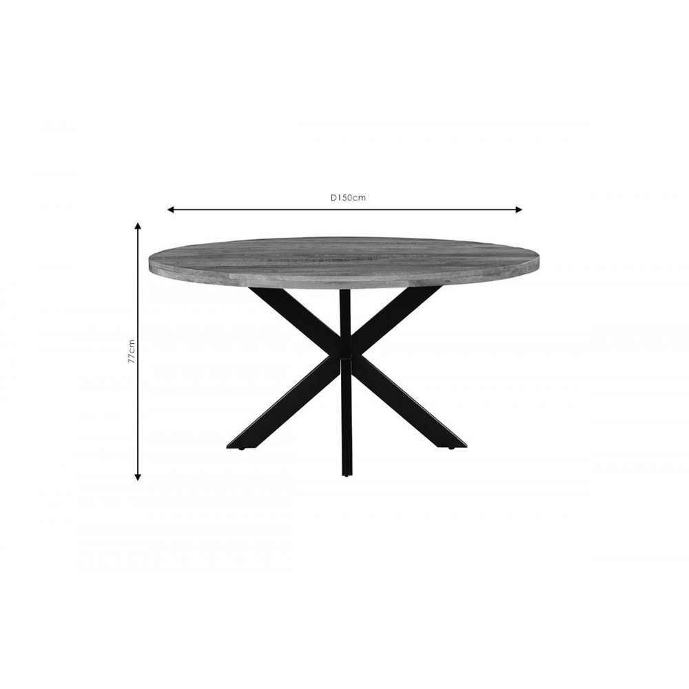 Τραπέζι "ROYALTY" από ξύλο/μέταλλο σε χρώμα καρυδί/μαύρο Φ150x77