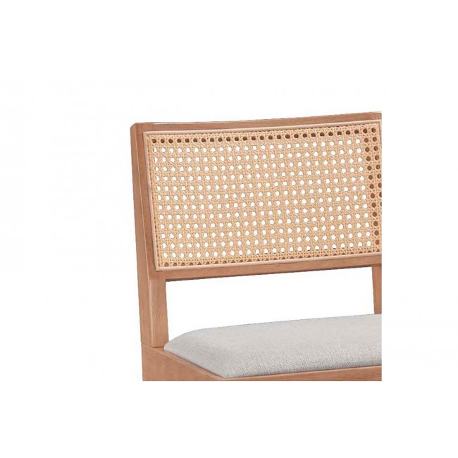 Σκαμπό μπαρ "WINSLOW" από ξύλο/ύφασμα σε χρώμα ανοιχτό καρυδί/γκρι 44.5x46x98