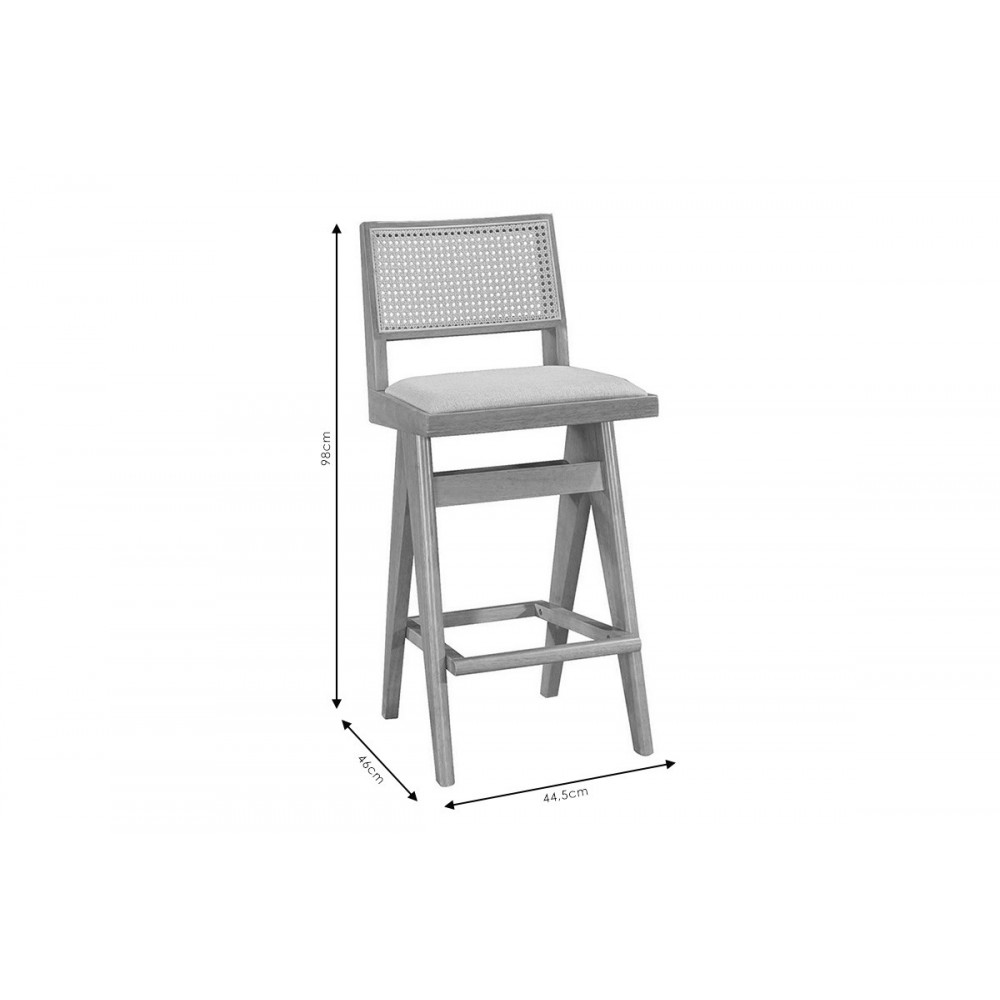 Σκαμπό μπαρ "WINSLOW" από ξύλο/ύφασμα σε χρώμα ανοιχτό καρυδί/γκρι 44.5x46x98