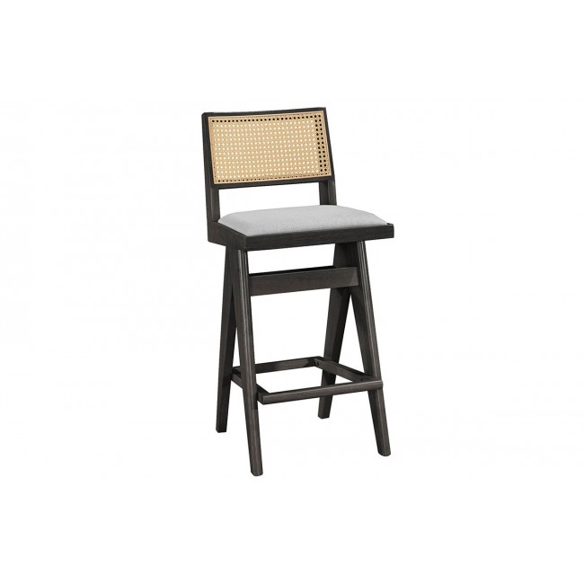 Σκαμπό μπαρ "WINSLOW" από ξύλο/ύφασμα σε χρώμα μαύρο/γκρι 44.5x46x98