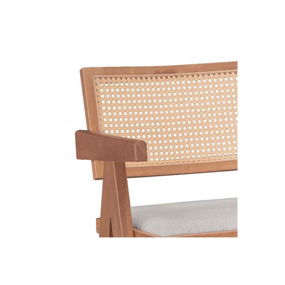 Σκαμπό μπαρ "WINSLOW" από ξύλο/ύφασμα σε χρώμα ανοιχτό καρυδί/γκρι 51.5x53.6x100