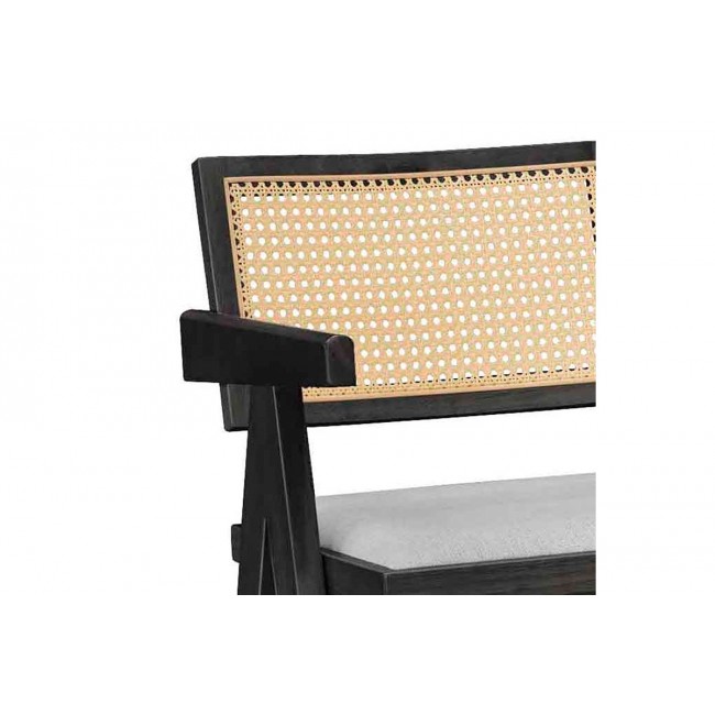 Σκαμπό μπαρ "WINSLOW" από ξύλο/ύφασμα σε χρώμα μαύρο/γκρι 51.5x53.6x100