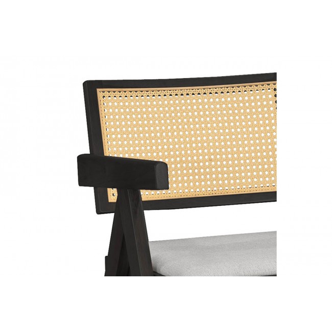 Πολυθρόνα "WINSLOW" από ξύλο/ύφασμα σε χρώμα μαύρο/γκρι 56.4x63.5x80.5