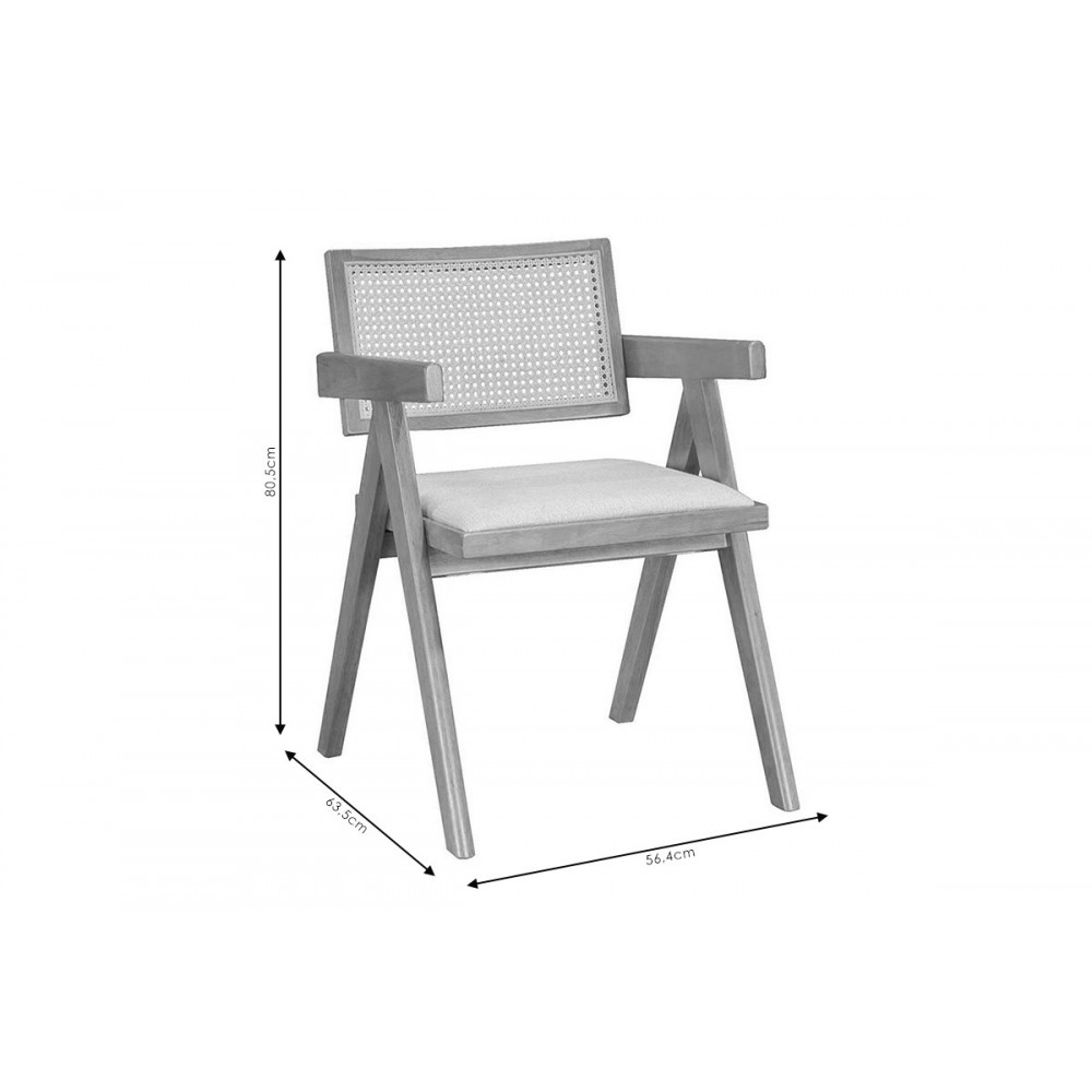 Πολυθρόνα "WINSLOW" από ξύλο/ύφασμα σε χρώμα μαύρο/γκρι 56.4x63.5x80.5