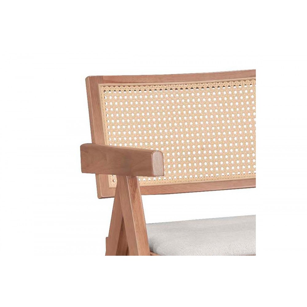 Πολυθρόνα "WINSLOW" από ξύλο/ύφασμα σε χρώμα ανοιχτό καρυδί/γκρι 56.4x63.5x80.5