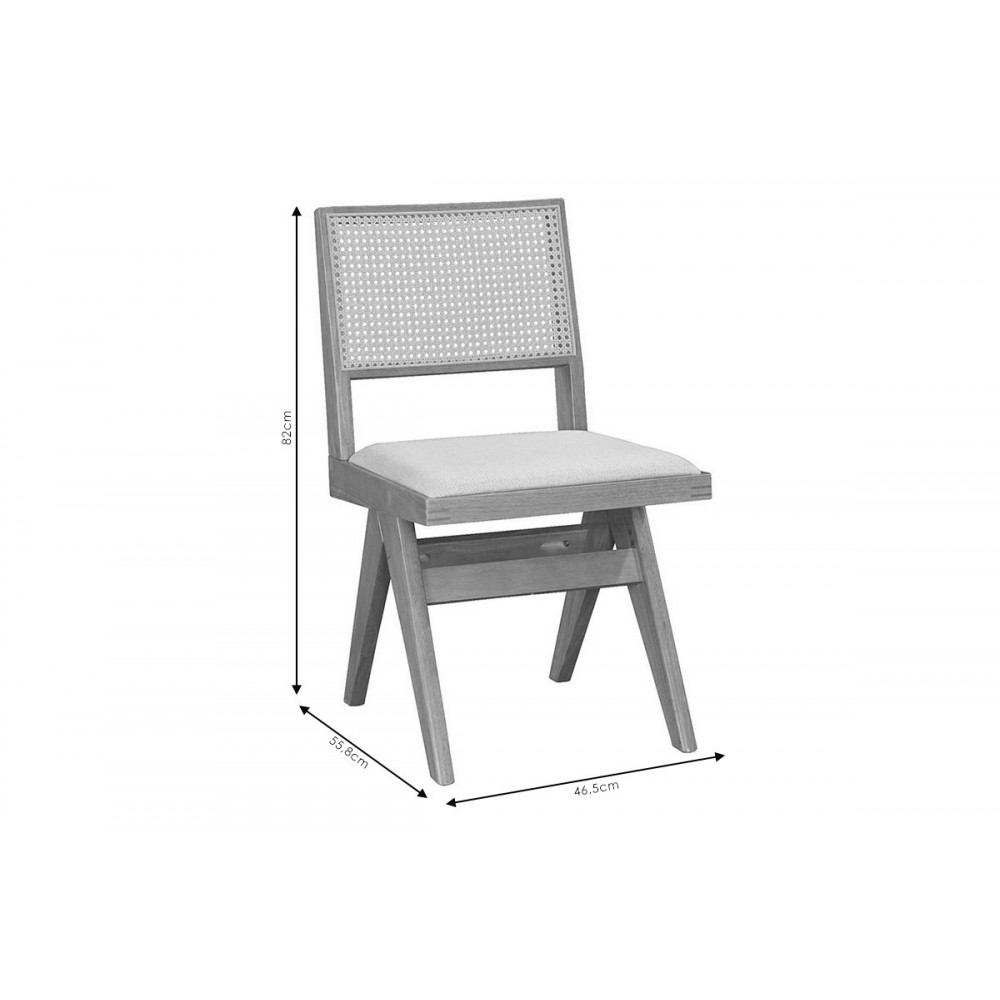 Καρέκλα "WINSLOW" από ξύλο/ύφασμα σε χρώμα ανοιχτό καρυδί/γκρι 46.5x55.8x82