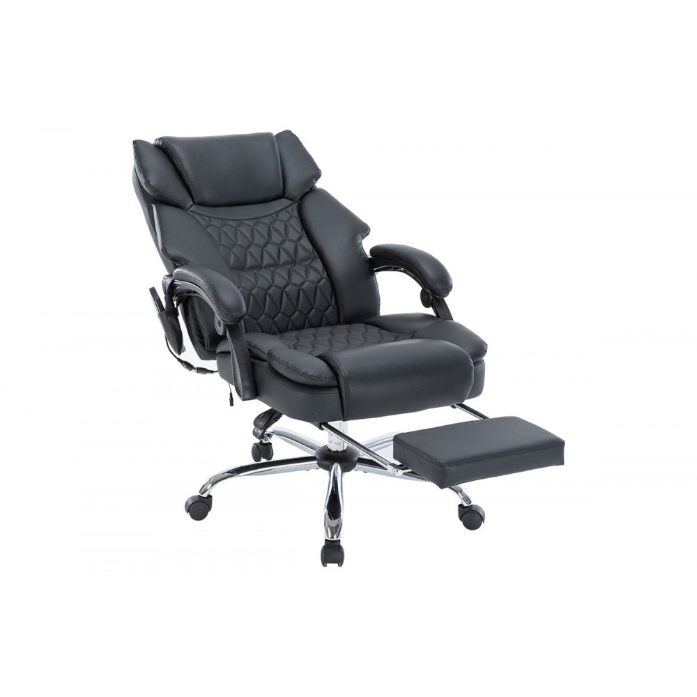 Πολυθρόνα διευθυντή "THRIVE" θερμαινόμενη/μασάζ από PVC/PU/ύφασμα σε χρώμα μαύρο 66x70x112/120