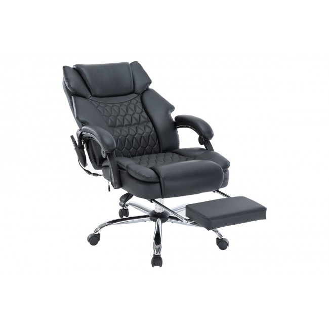 Πολυθρόνα διευθυντή "THRIVE" θερμαινόμενη/μασάζ από PVC/PU/ύφασμα σε χρώμα μαύρο 66x70x112/120