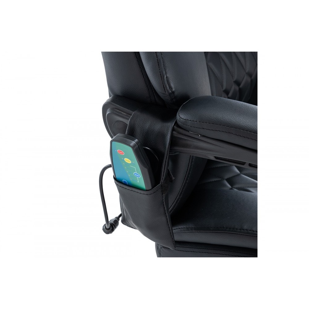 Πολυθρόνα διευθυντή "THRIVE" θερμαινόμενη/μασάζ από PVC/PU/ύφασμα σε χρώμα μαύρο 66x70x112/120