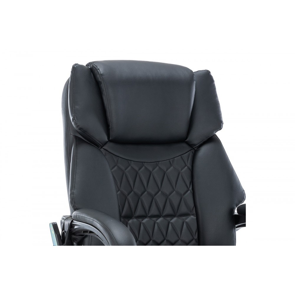 Πολυθρόνα διευθυντή "THRIVE" θερμαινόμενη/μασάζ από PVC/PU/ύφασμα σε χρώμα μαύρο 66x70x112/120
