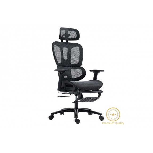 Πολυθρόνα διευθυντή "VERDANT" από ύφασμα/μέταλλο σε χρώμα μαύρο 62x67x116/124