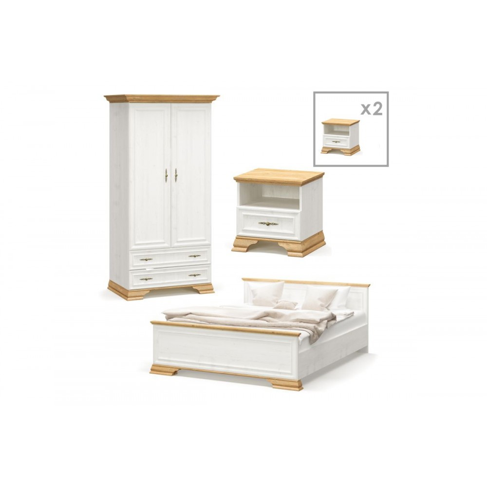 Σετ φοιτητικό πακέτο "DREAMS 1" 4τμχ σε χρώμα δρυς/λευκό 170x207.5x81