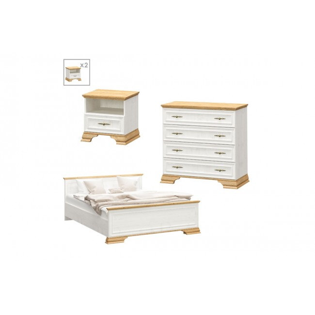 Σετ φοιτητικό πακέτο "DREAMS 5" 4τμχ σε χρώμα δρυς/λευκό 170x207.5x81