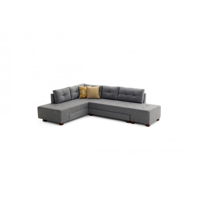 Καναπές-κρεβάτι γωνιακός με δεξιά γωνία "PWF-0156" από ύφασμα σε ανθρακί χρώμα 206x282x85