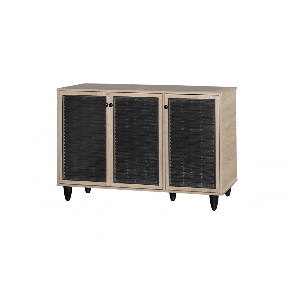 Παπουτσοθήκη-ντουλάπι ''Ronan'' σε χρώμα φυσικό/μαύρο 105x35x66