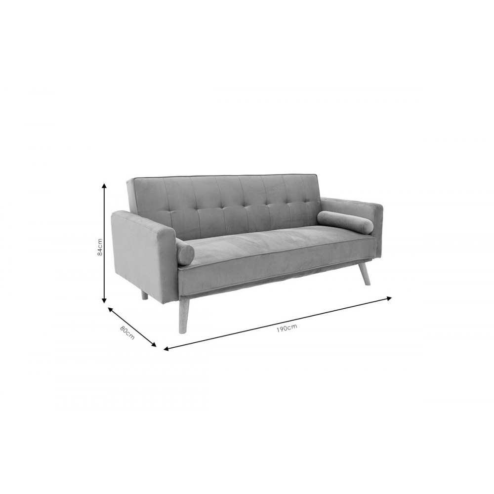 Καναπές-κρεβάτι ''SUCCESS'' από ύφαμα βελούδο σε χρώμα γκρι 190x80x84