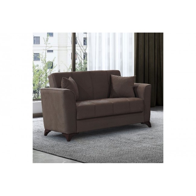 Kαναπές κρεβάτι ''Asma'' από ύφασμα βελουτέ σε χρώμα καφέ156x76x85