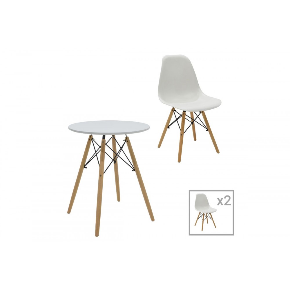 Σετ φοιτητικό πακέτο "JULITA" 3τμχ από ξύλο/MDF σε χρώμα λευκό/φυσικό Φ60x73