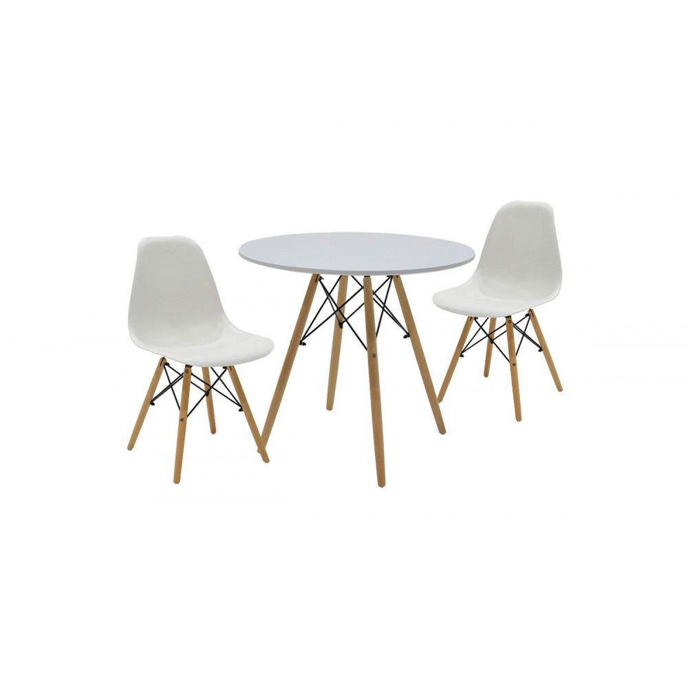 Σετ φοιτητικό πακέτο "JULITA" 3τμχ από ξύλο/MDF σε χρώμα λευκό/φυσικό Φ80x73