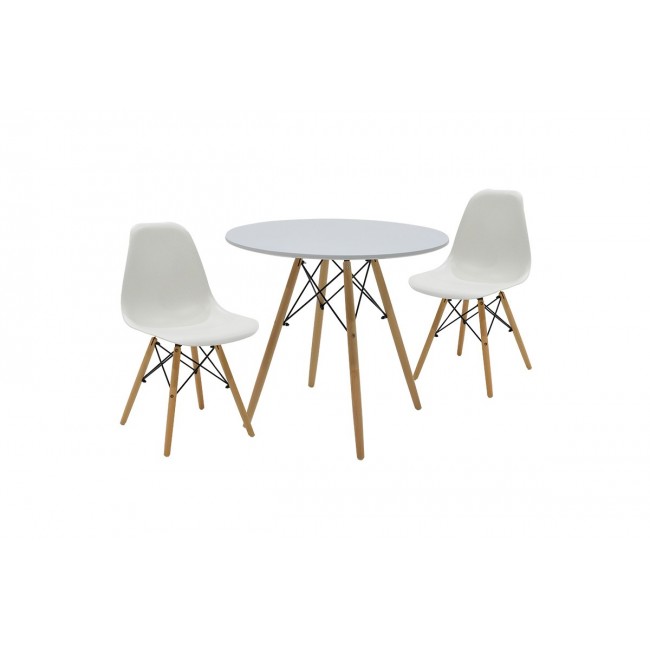 Σετ φοιτητικό πακέτο "JULITA" 3τμχ από ξύλο/MDF σε χρώμα λευκό/φυσικό Φ80x73