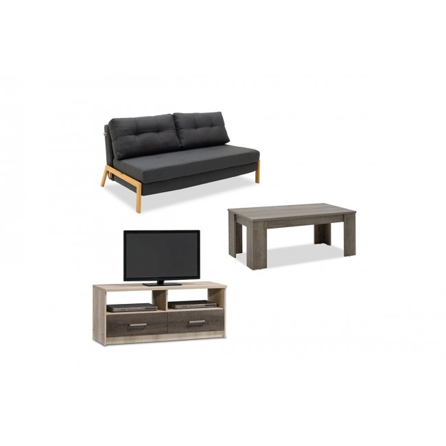 Σετ φοιτητικό πακέτο "LOYNGE 2" 3τμχ απο ύφασμα σε χρώμα φυσικό καπουτσίνο/ανθρακί 150x92x77