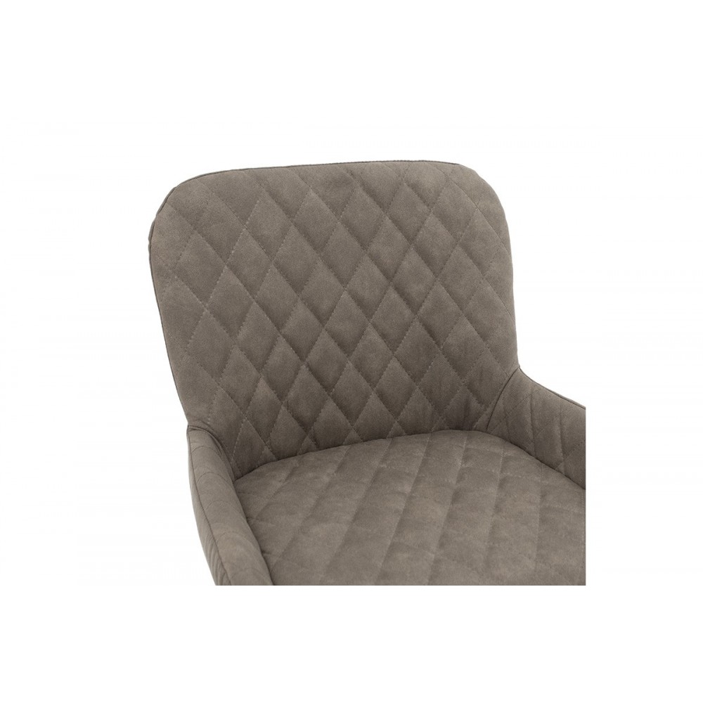 Σκαμπό μπαρ "DELICACY" από ύφασμα/μέταλλο σε γκρι/καφέ χρώμα 49x49x98