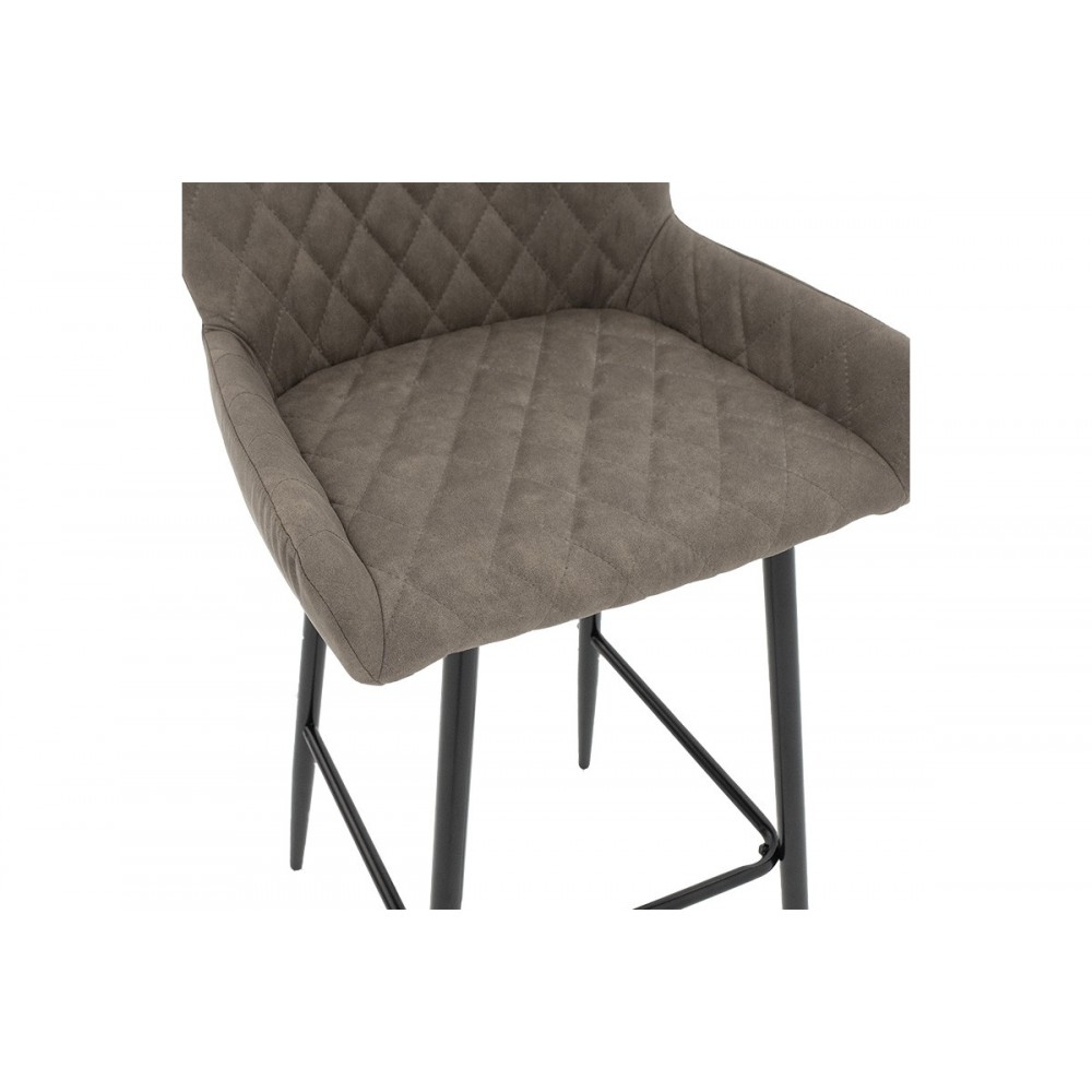 Σκαμπό μπαρ "DELICACY" από ύφασμα/μέταλλο σε γκρι/καφέ χρώμα 49x49x98