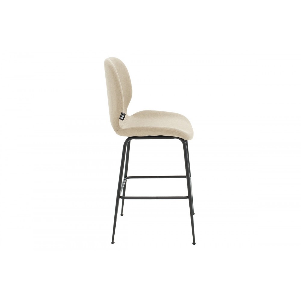 Σκαμπό μπαρ "IMPEL" από μέταλλο/ύφασμα σε χρώμα μαύρο/μπεζ 48x61x103