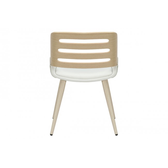 Καρέκλα "BRODY" απο ξύλο/PU σε χρώμα λευκό/φυσικό 51x55x76