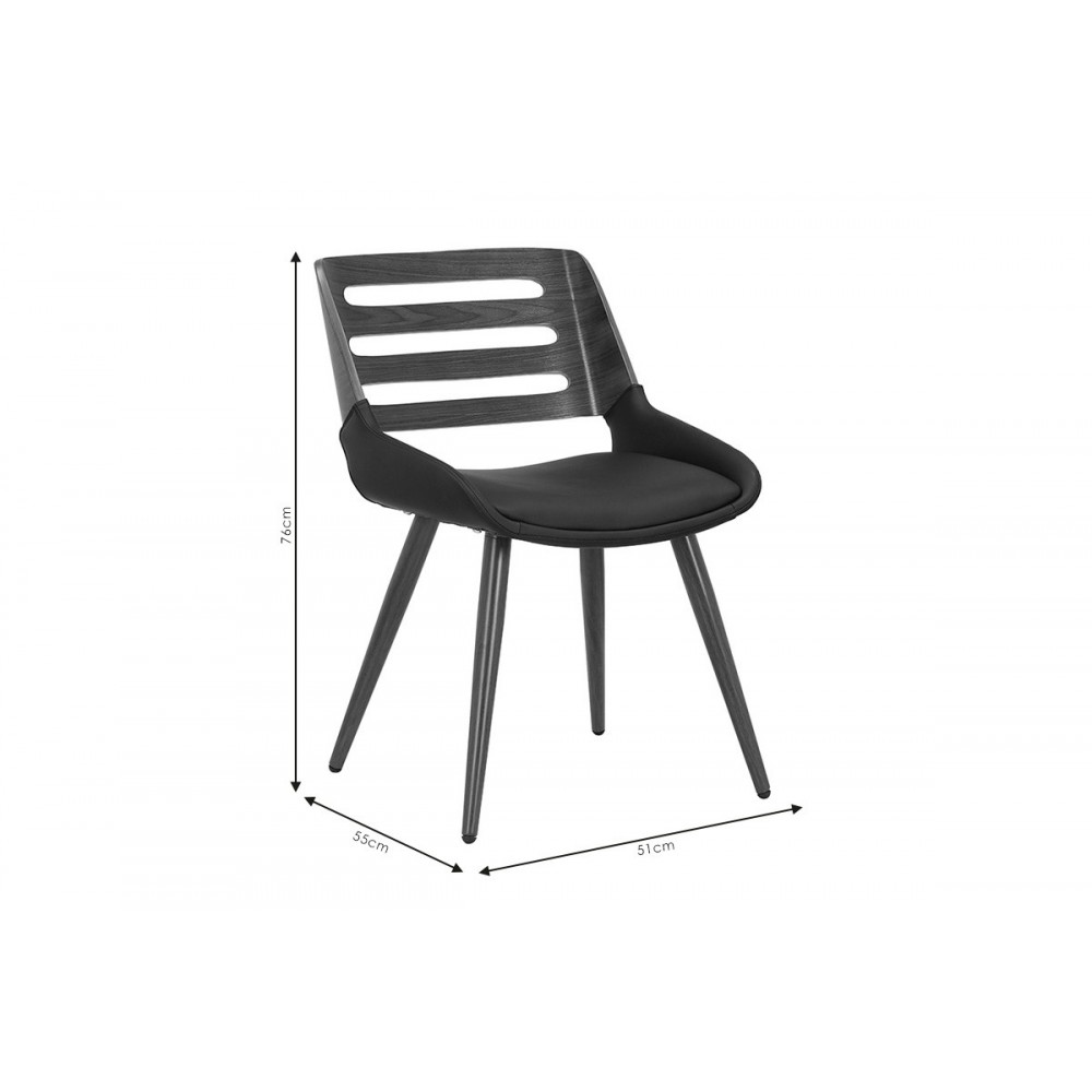 Καρέκλα "BRODY" απο ξύλο/PU σε χρώμα μαυρό/φυσικό 51x55x76