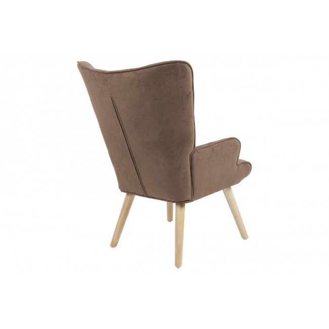 Πολυθρόνα "FLUFFY" από ξύλο/ύφασμα σε χρώμα  καφέ/φυσικό 75x69x96