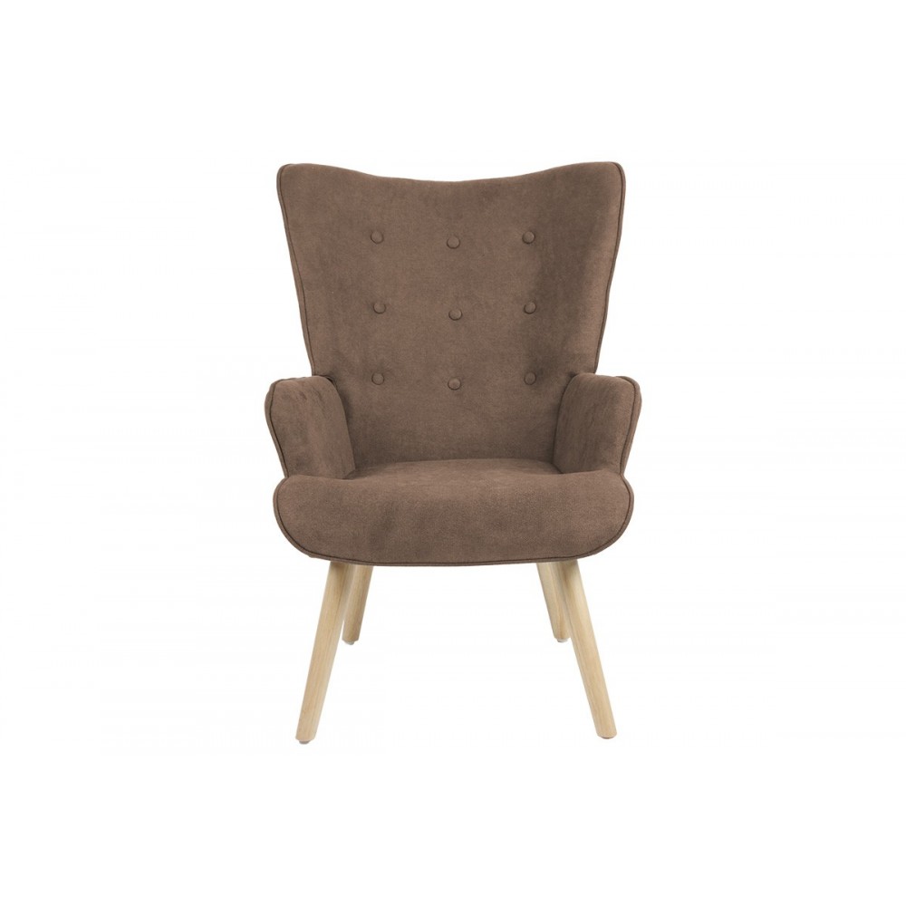 Πολυθρόνα "FLUFFY" από ξύλο/ύφασμα σε χρώμα  καφέ/φυσικό 75x69x96