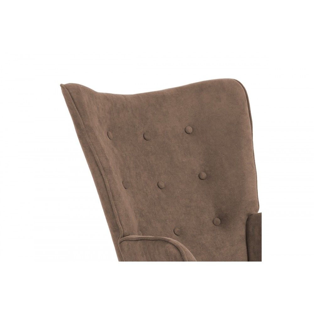 Πολυθρόνα "FLUFFY" από ξύλο/ύφασμα σε χρώμα  καφέ/φυσικό 75x69x96