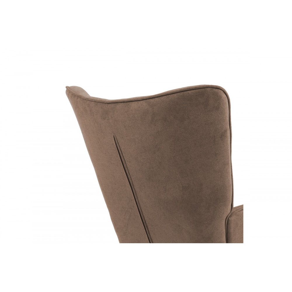 Πολυθρόνα "FLUFFY" από ξύλο/ύφασμα σε χρώμα  καφέ/φυσικό 75x69x96