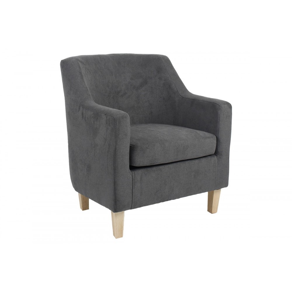 Πολυθρόνα "JOYFYL" από ξύλο/ύφασμα σε χρώμα ανθρακί/φυσικό 71x71x78