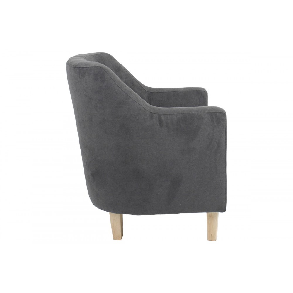 Πολυθρόνα "JOYFYL" από ξύλο/ύφασμα σε χρώμα ανθρακί/φυσικό 71x71x78