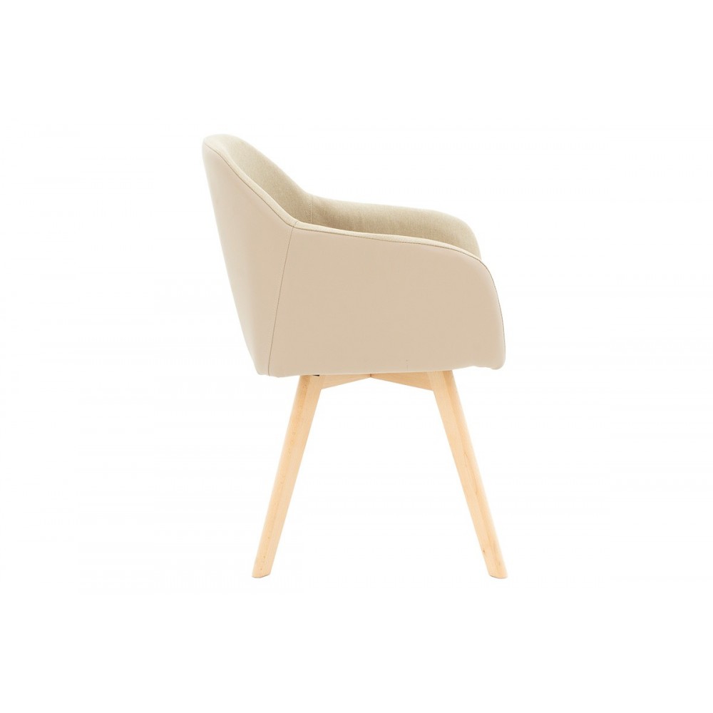 Πολυθρόνα "SAFIRA" απο ύφασμα/PU σε χρώμα  μπεζ/φυσικό 57x58x84