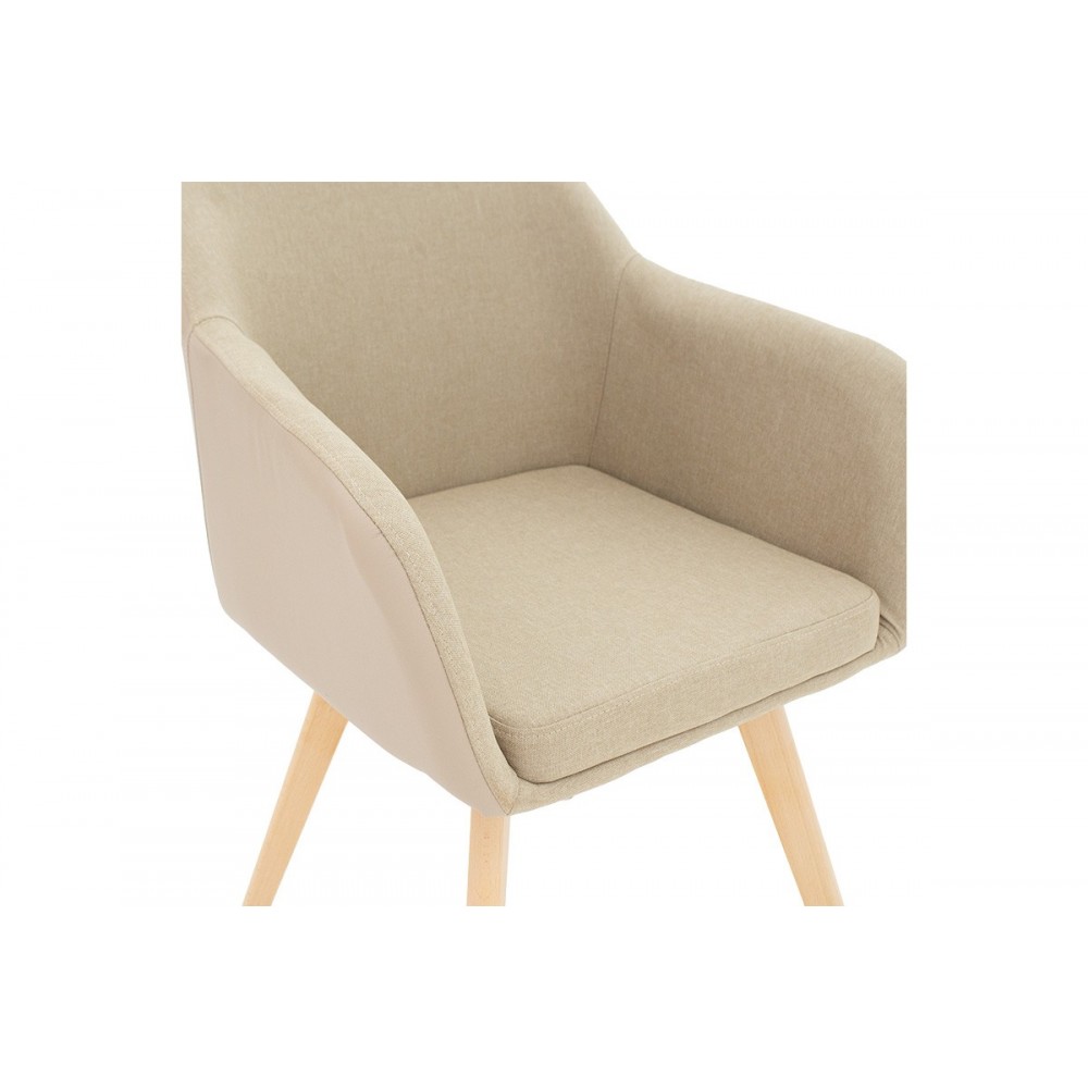 Πολυθρόνα "SAFIRA" απο ύφασμα/PU σε χρώμα  μπεζ/φυσικό 57x58x84