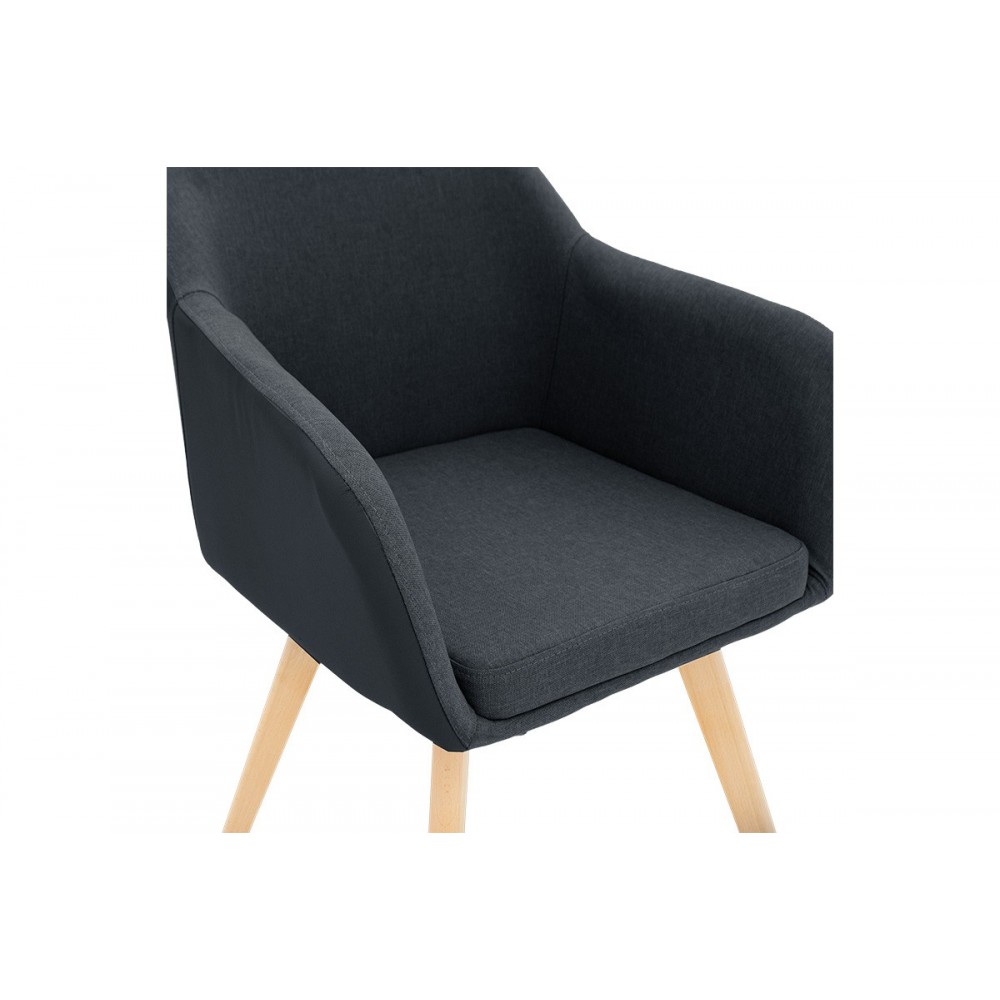 Πολυθρόνα "SAFIRA" απο ύφασμα/PU σε χρώμα  μαύρο/φυσικό 57x58x84