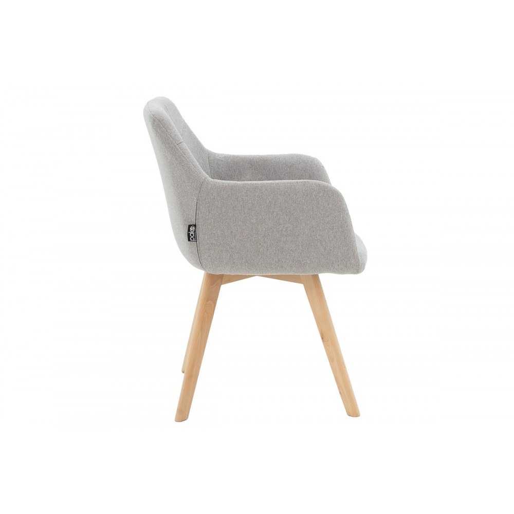 Πολυθρόνα "NASIMA" απο ύφασμα/ξύλο σε χρώμα  γκρι/φυσικό 57x58x84