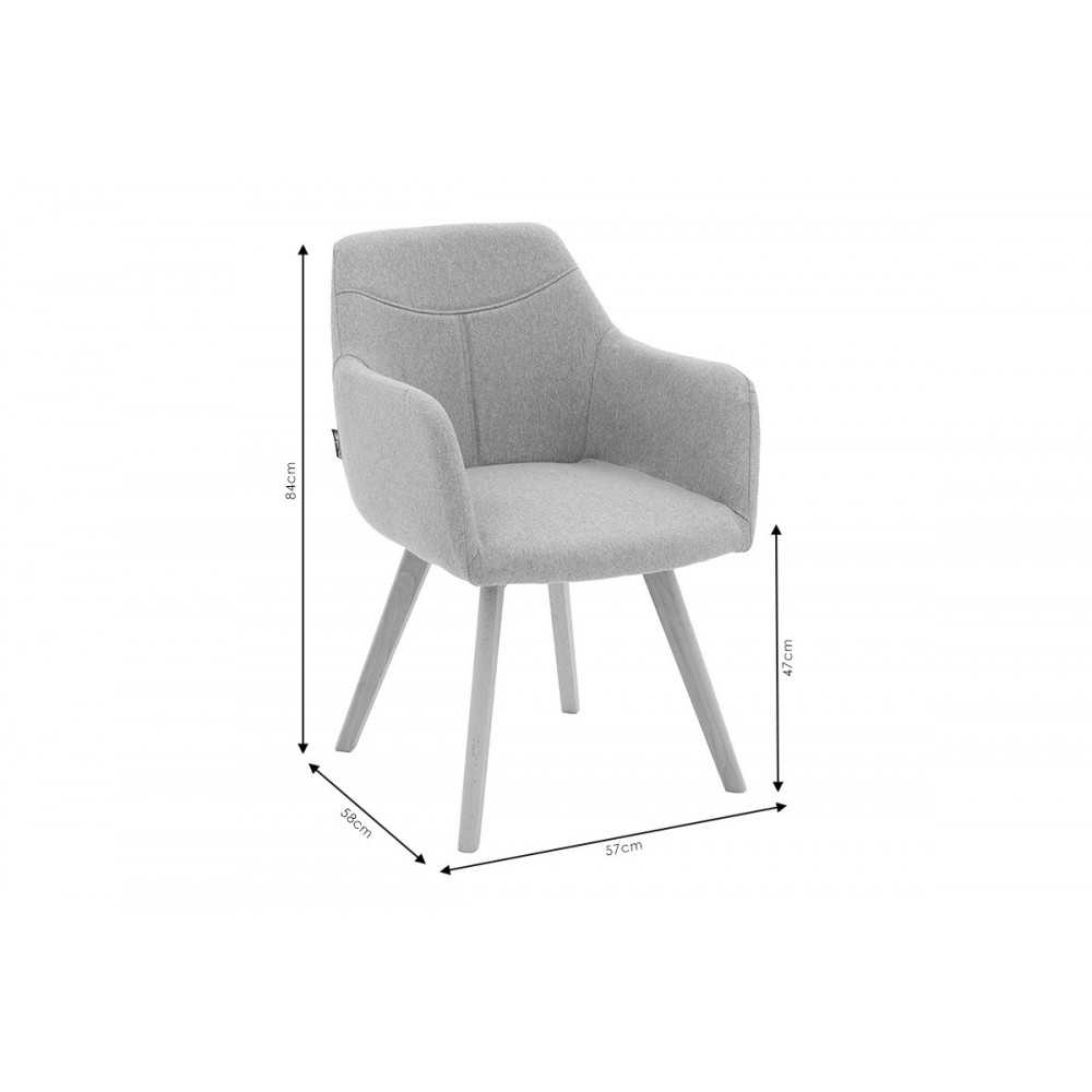 Πολυθρόνα "NASIMA" απο ύφασμα/ξύλο σε χρώμα  γκρι/φυσικό 57x58x84