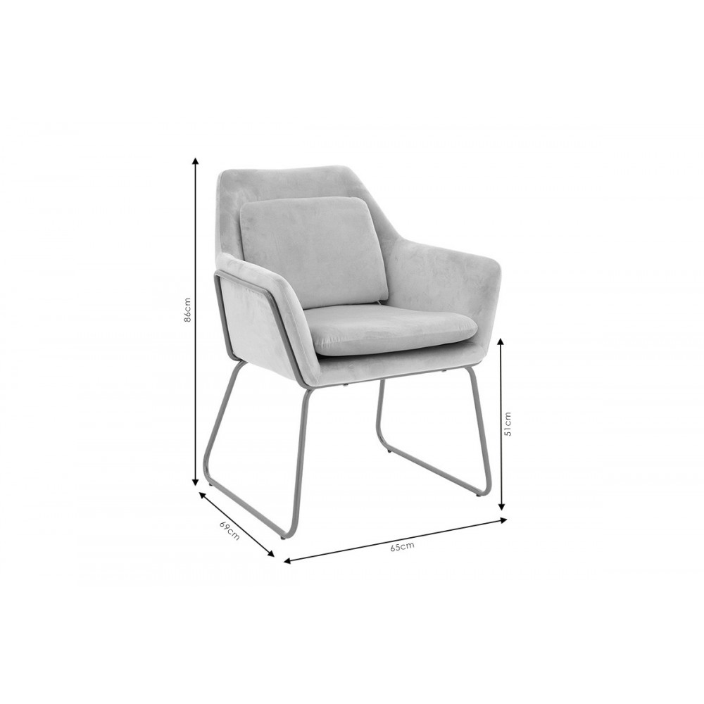 Πολυθρόνα "MIRA" από ύφασμα/μέταλλο σε χρώμα ανθρακί/μαύρο 65x69x86