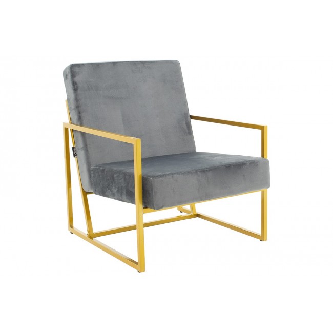 Πολυθρόνα "EVELYN" από ύφασμα/μέταλλο σε χρώμα ανθρακί/χρυσό 62x79x77