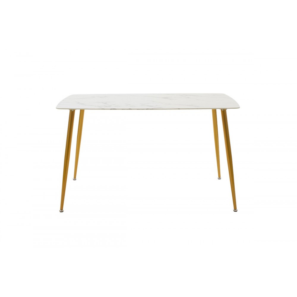 Τραπέζι "PARIS"από γυαλί/μέταλλο λευκό μαρμάρου/χρυσό 150x80x75