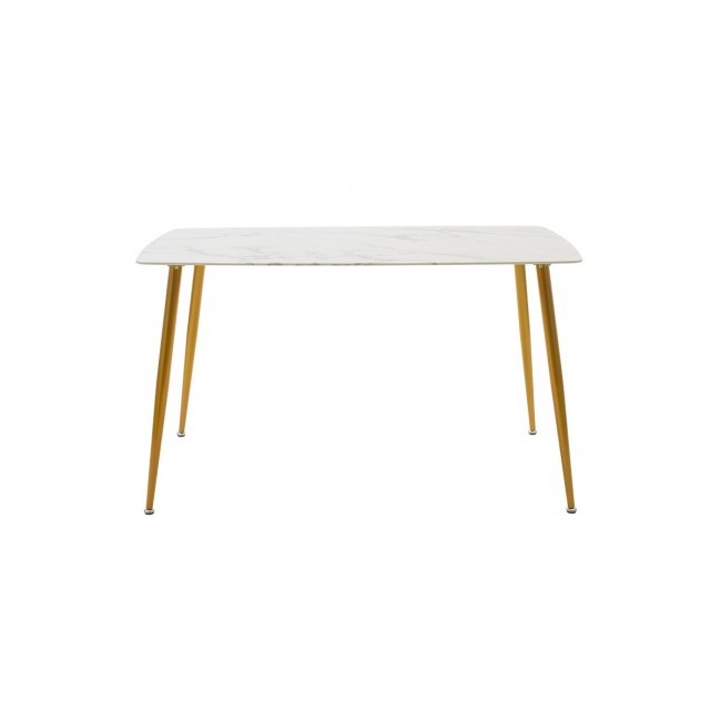Τραπέζι "PARIS"από γυαλί/μέταλλο λευκό μαρμάρου/χρυσό 150x80x75