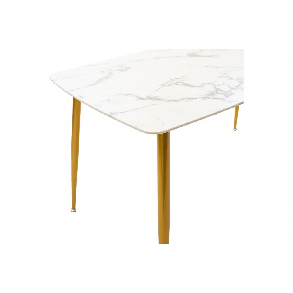 Τραπέζι "PARIS"από γυαλί/μέταλλο λευκό μαρμάρου/χρυσό 150x80x75