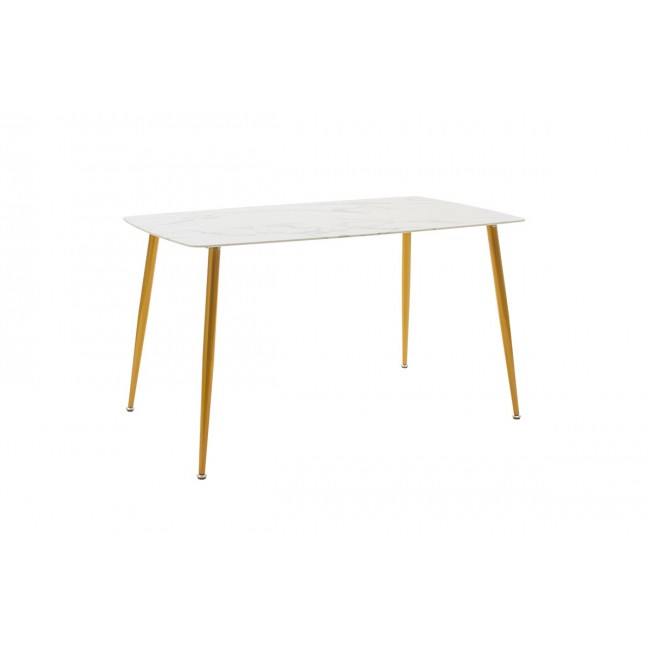 Τραπέζι "PARIS"από γυαλί/μέταλλο λευκό μαρμάρου/χρυσό 150x80x75