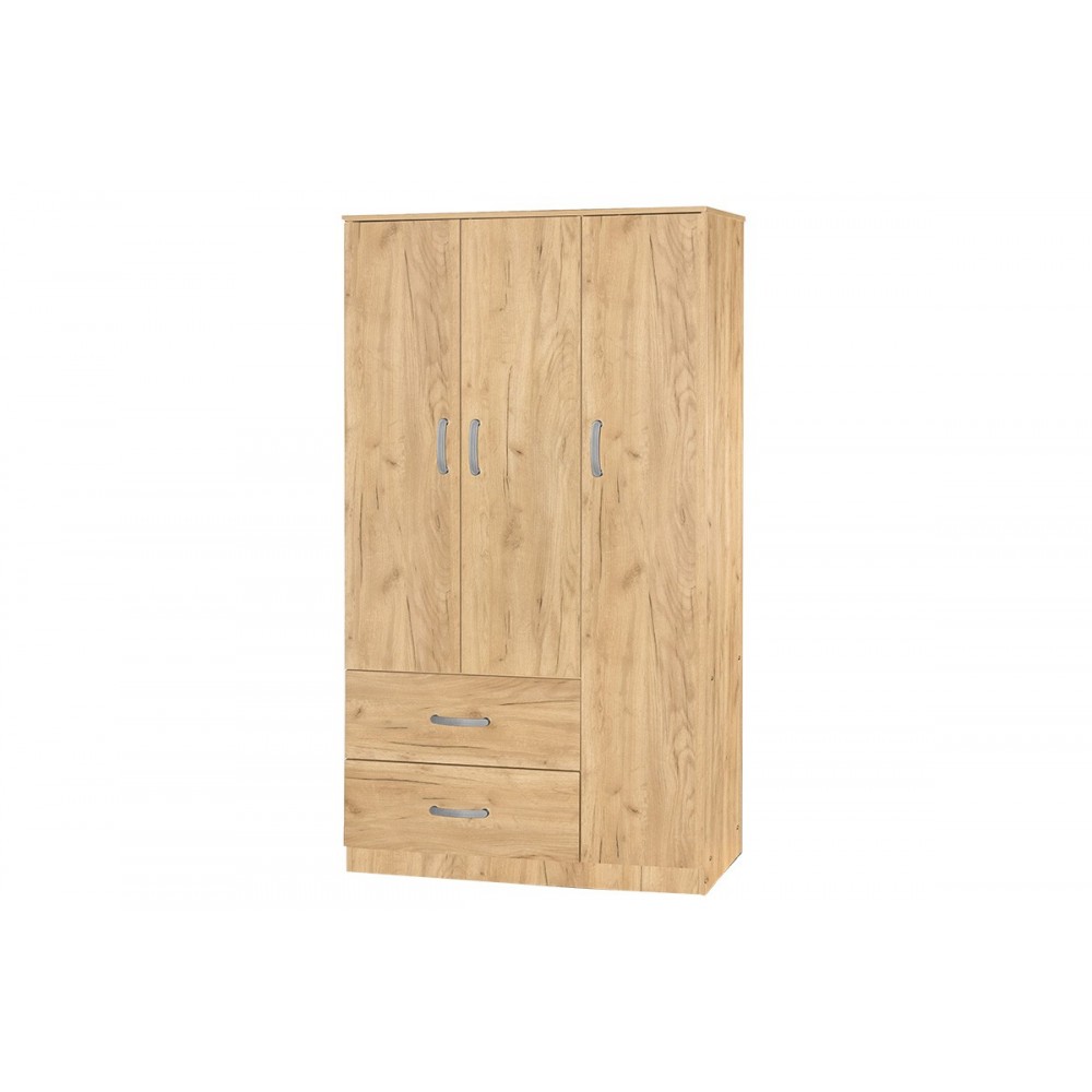 Ντουλάπα "ZELIA" τρίφυλλη με πατάρι σε χρώμα φυσικό 90x42x240